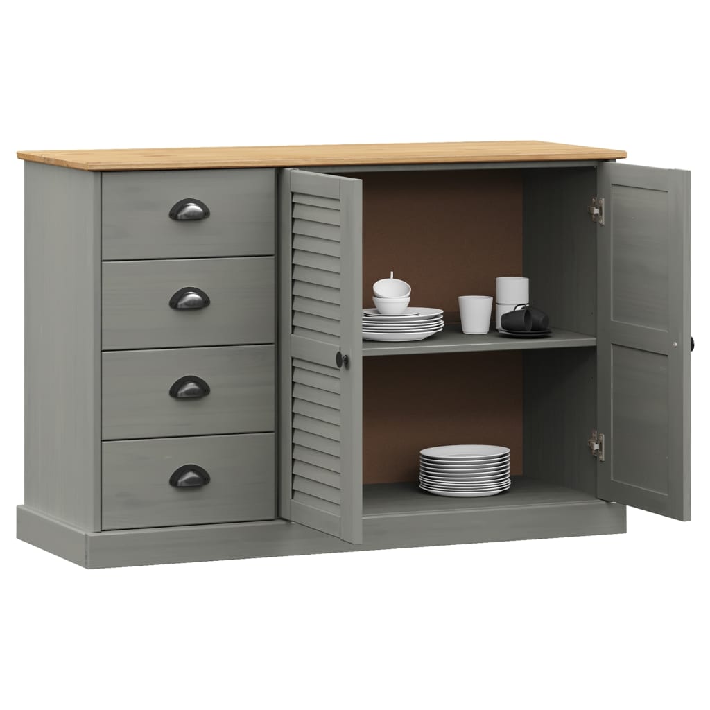 Buffet with vigo drawers 113x40x75 cm Gray Solid Pin Wood