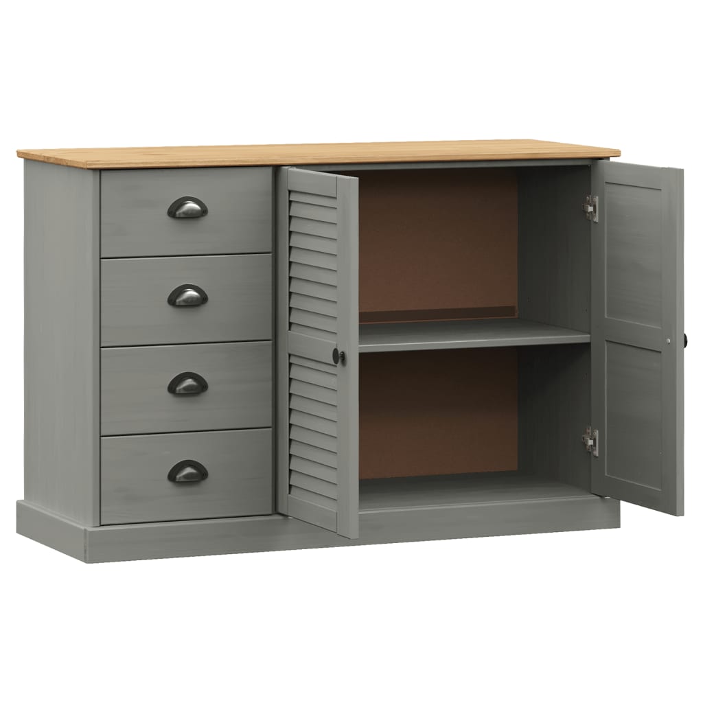 Buffet with vigo drawers 113x40x75 cm Gray Solid Pin Wood