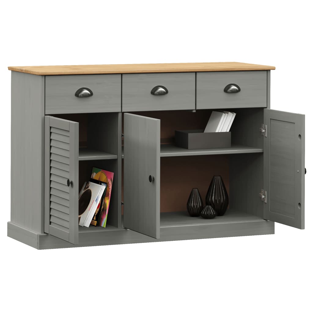 Buffet with vigo drawers 113x40x75 cm Gray Solid Pin Wood