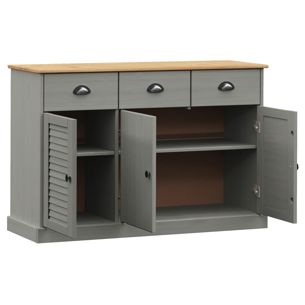 Buffet with vigo drawers 113x40x75 cm Gray Solid Pin Wood