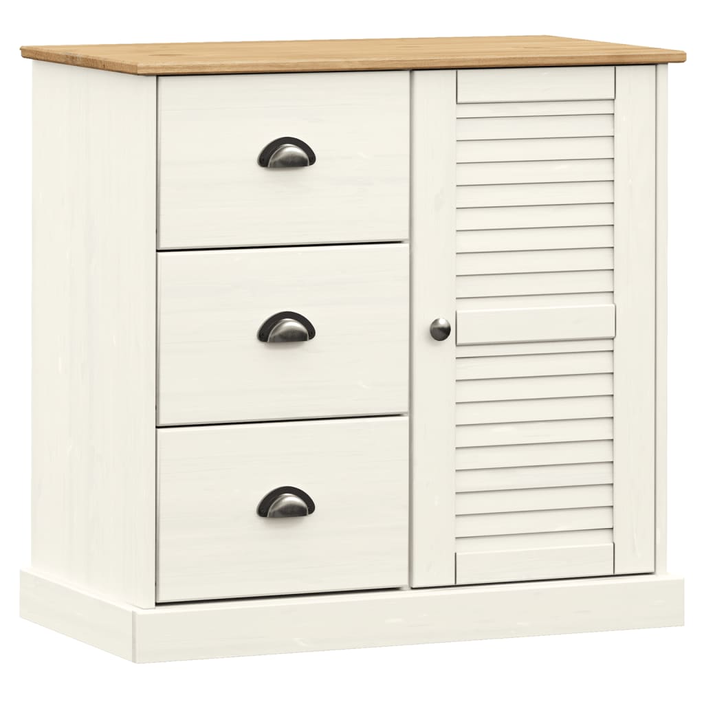 Buffet avec tiroirs VIGO 78x40x75 cm blanc bois massif de pin