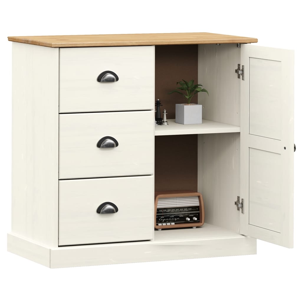 Buffet avec tiroirs VIGO 78x40x75 cm blanc bois massif de pin