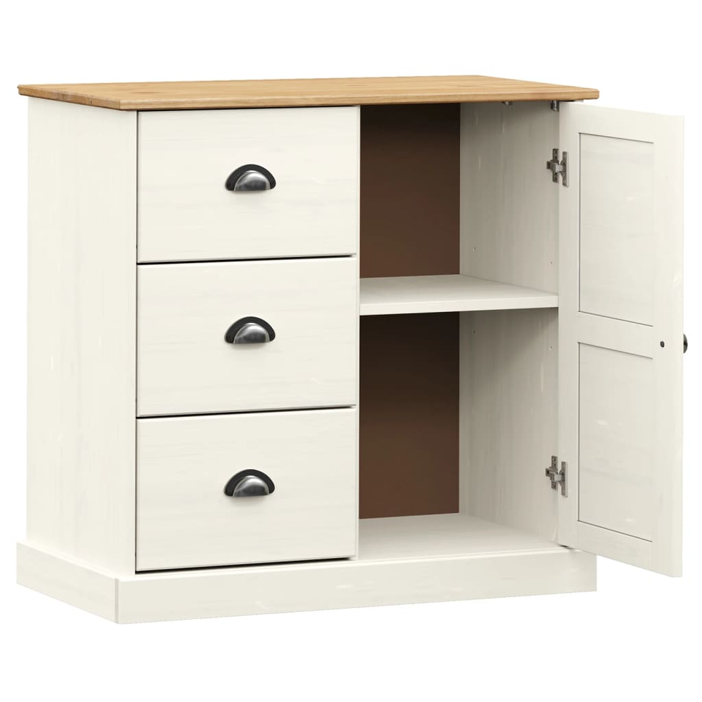 Buffet avec tiroirs VIGO 78x40x75 cm blanc bois massif de pin