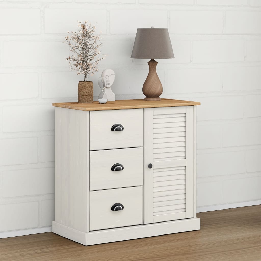 Buffet with VIGO drawers 78x40x75 cm White Solid Pin Wood