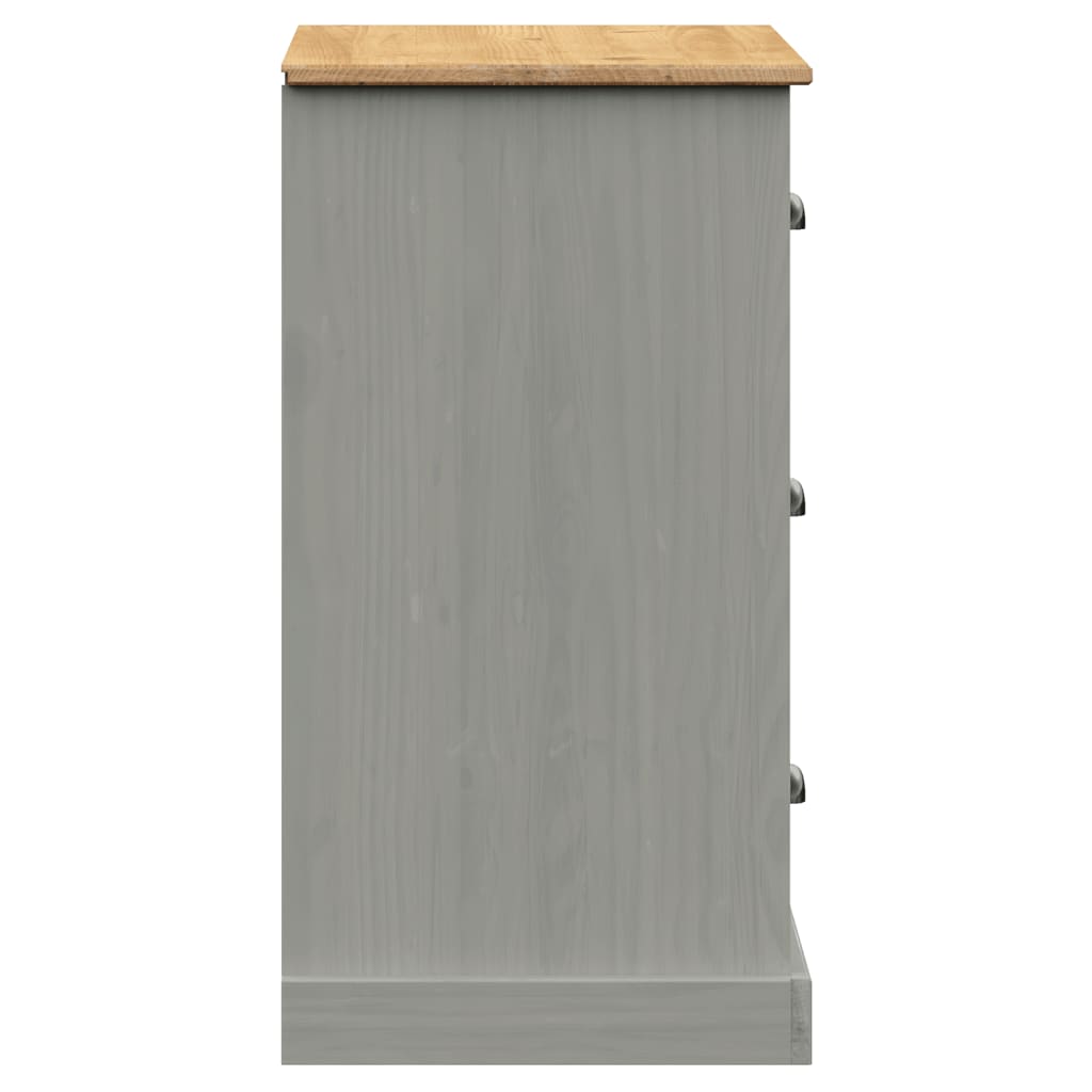 Buffet avec tiroirs VIGO 78x40x75 cm gris bois massif de pin