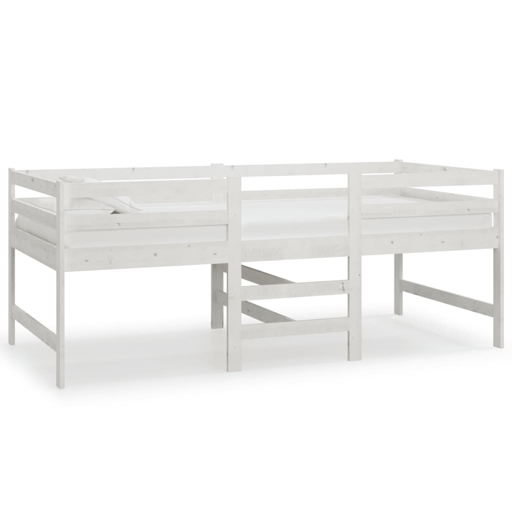 White bed frame 90x200 cm solid pine wood
