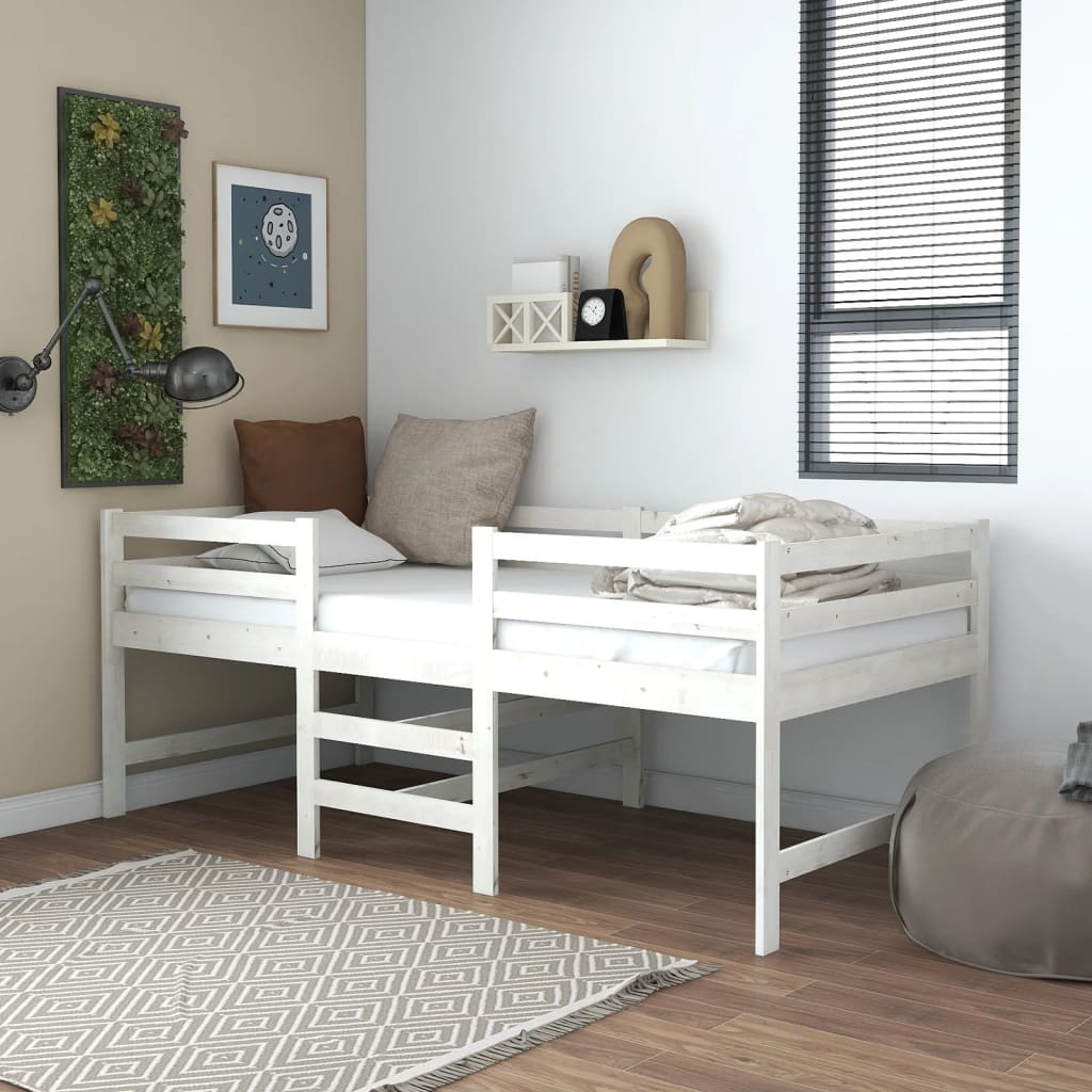 White bed frame 90x200 cm solid pine wood