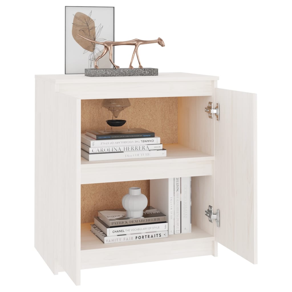White side cabinet 60x36x65 cm Solid pine wood