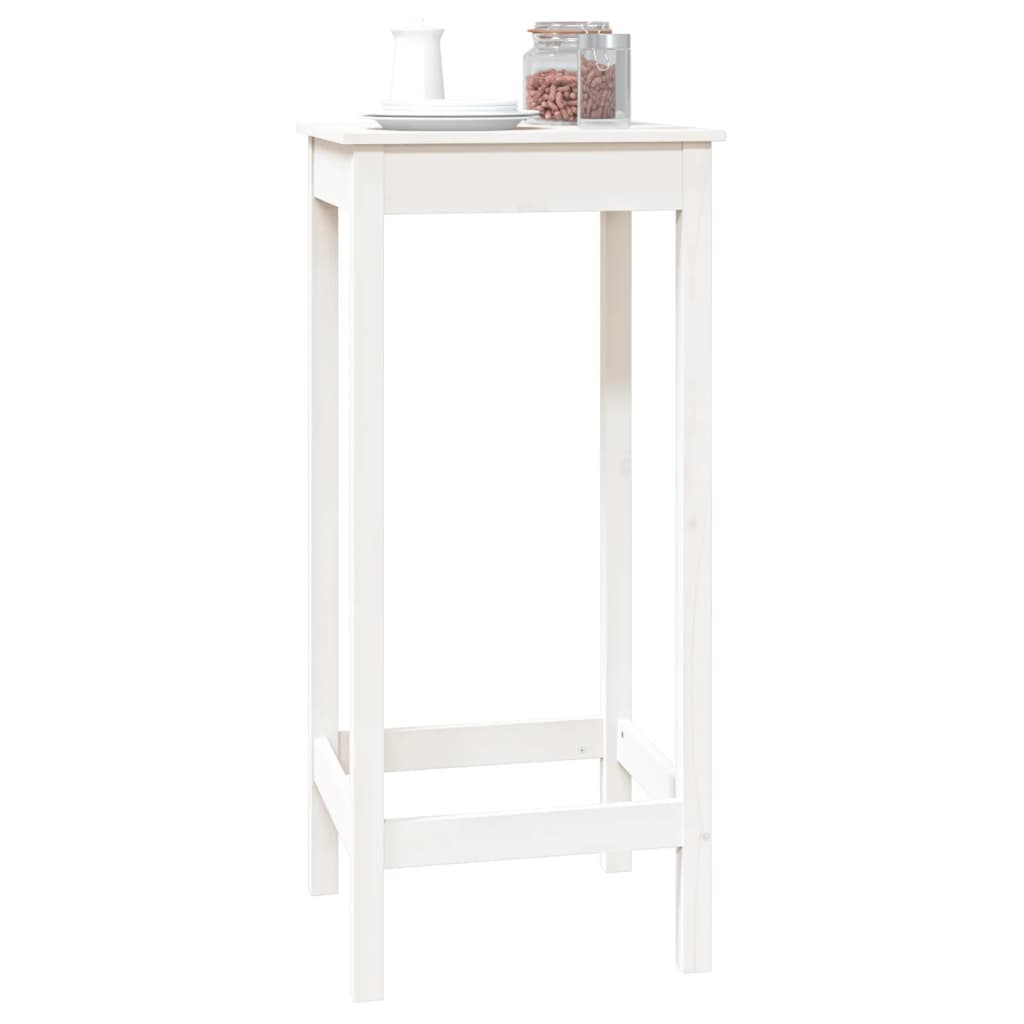 White bar table 50x50x110 cm solid pine wood