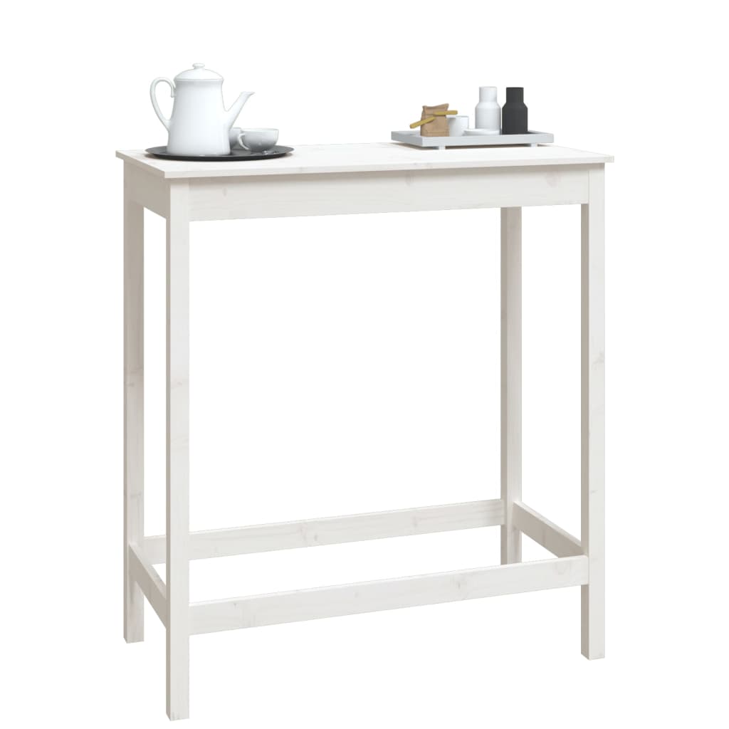 Table de bar blanc 100x50x110 cm bois massif de pin