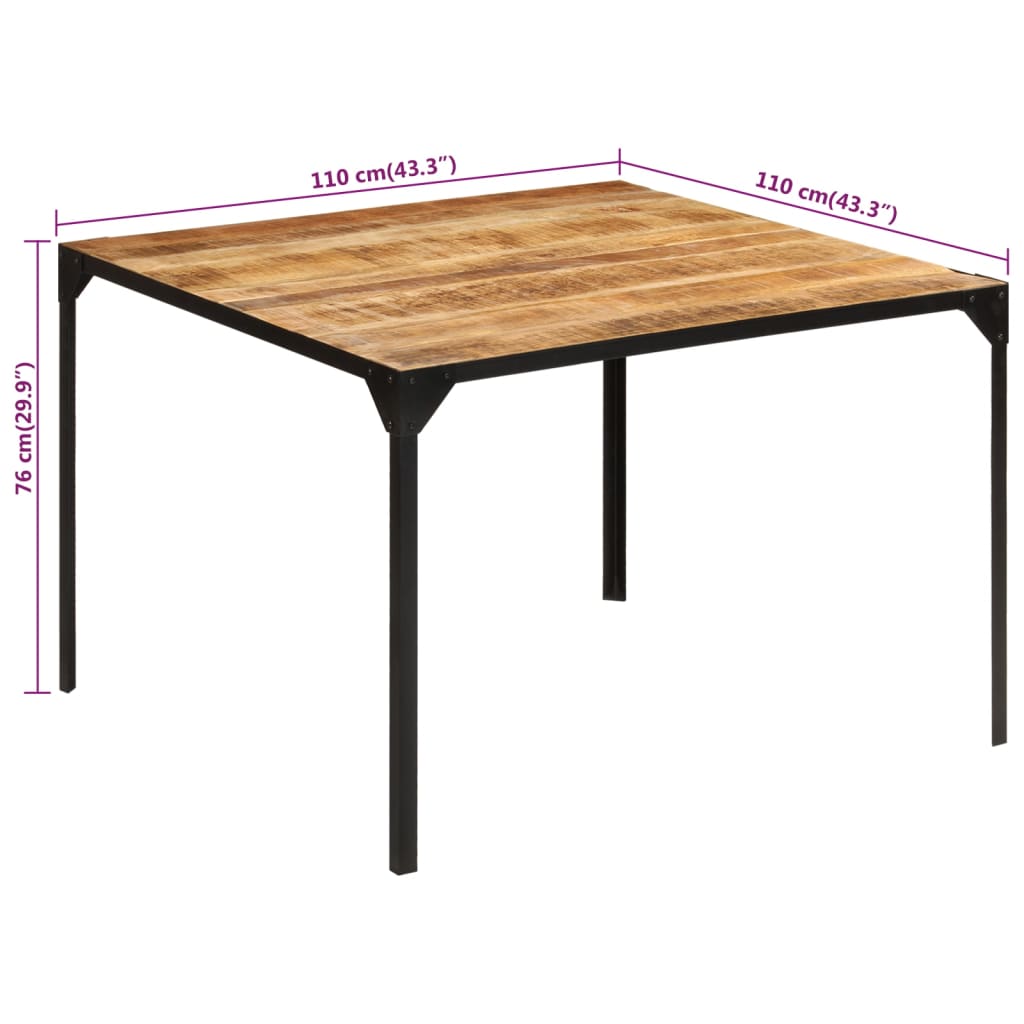 Table à manger 110x110x76 cm bois de manguier massif