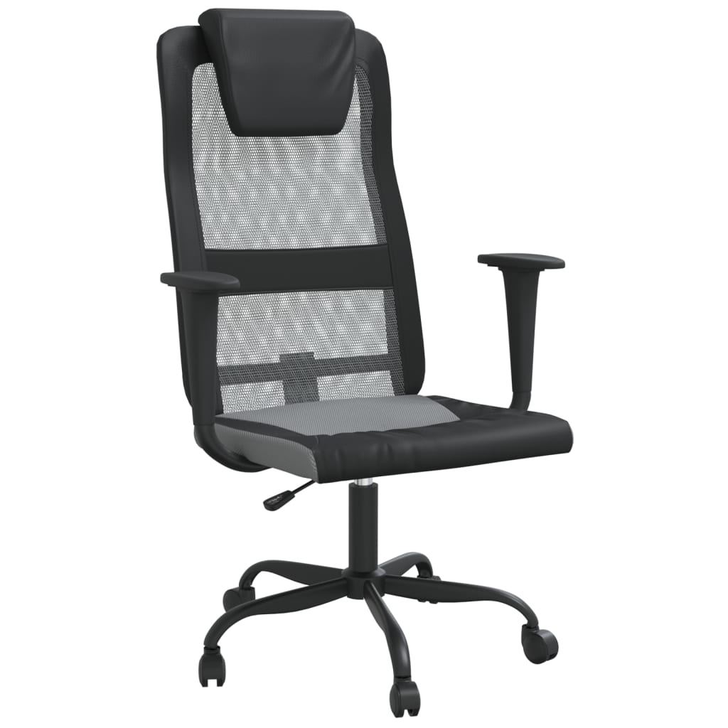 Office chair adjustable in gray and black height