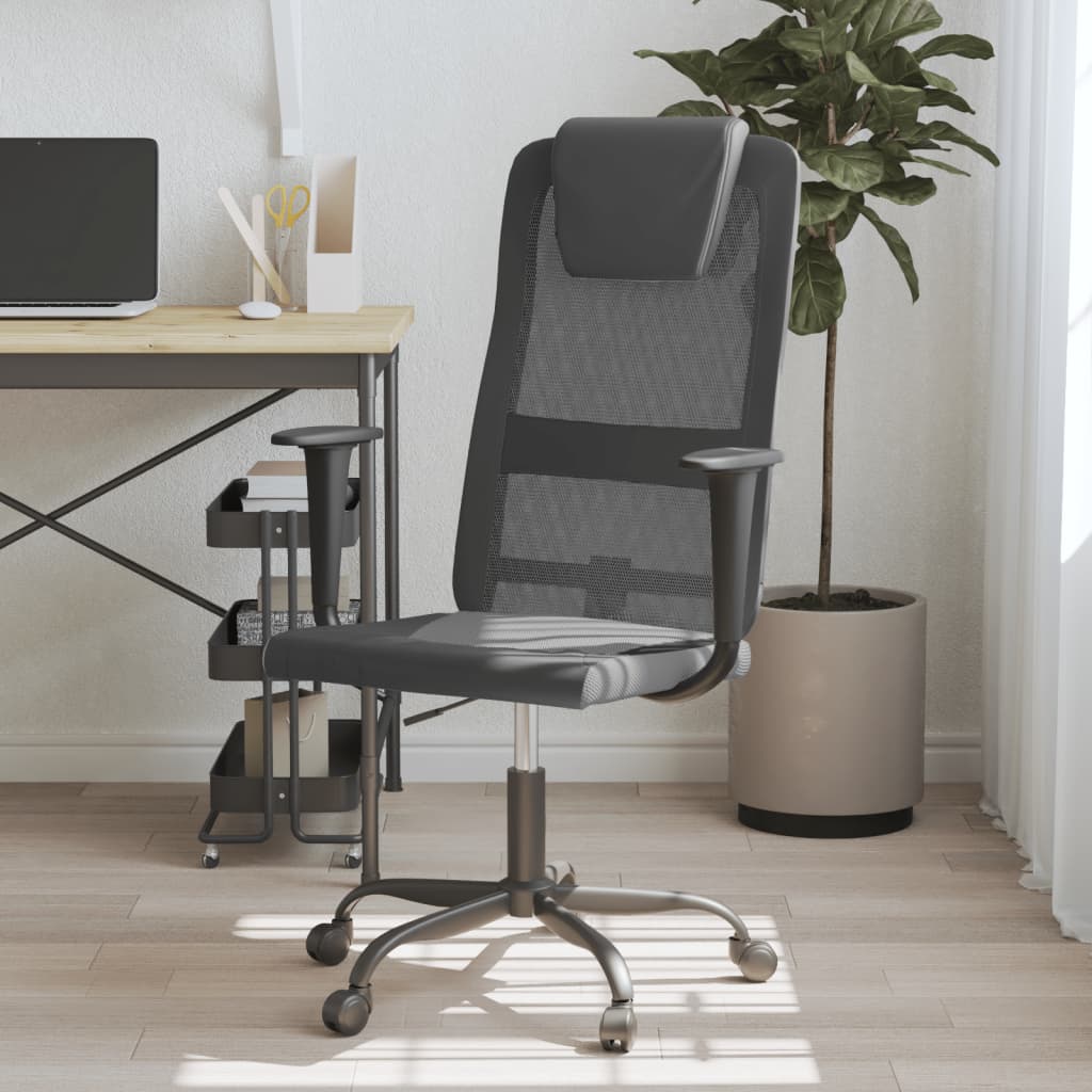 Office chair adjustable in gray and black height