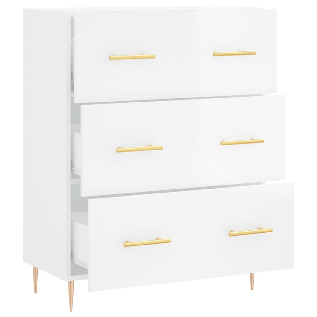 Buffet Blanc brillant 69,5x34x90 cm Bois d'ingénierie