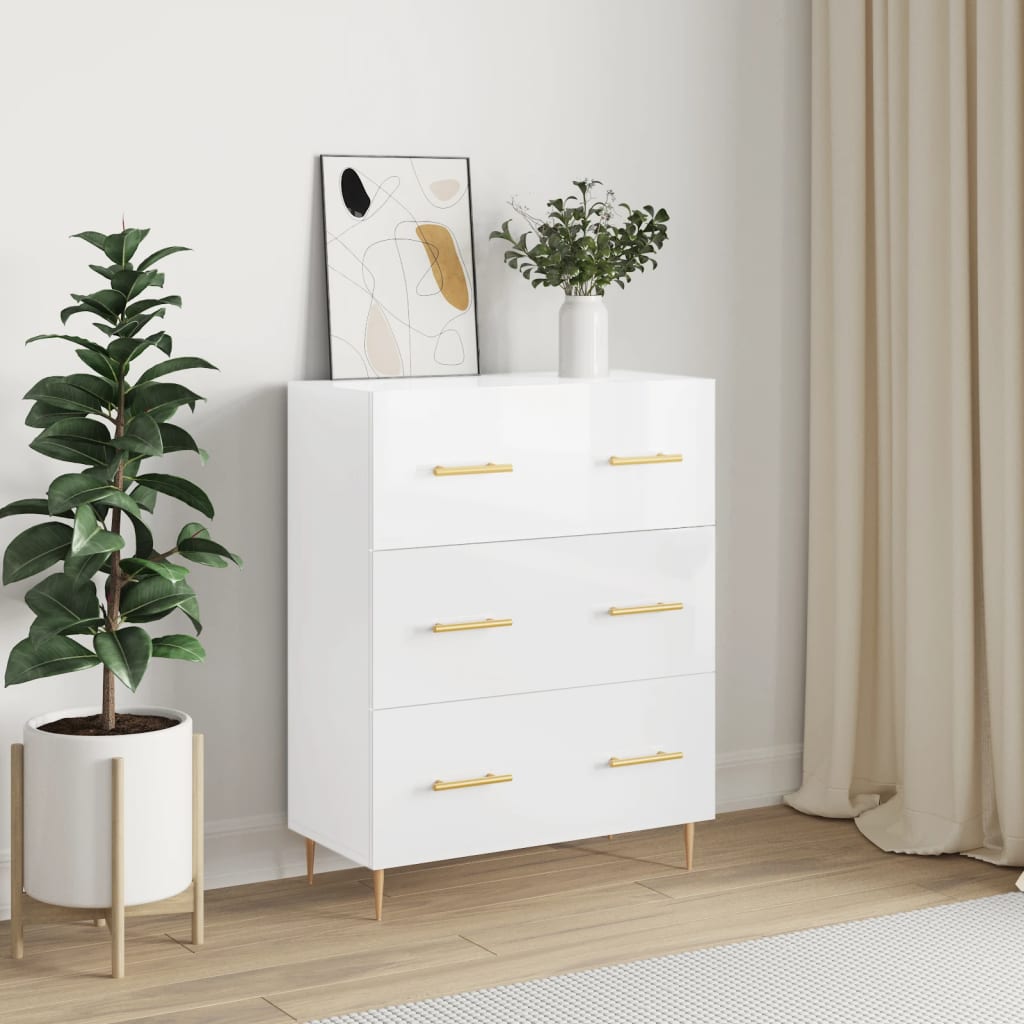 Credenza Bianco lucido 69,5x34x90 cm MDF