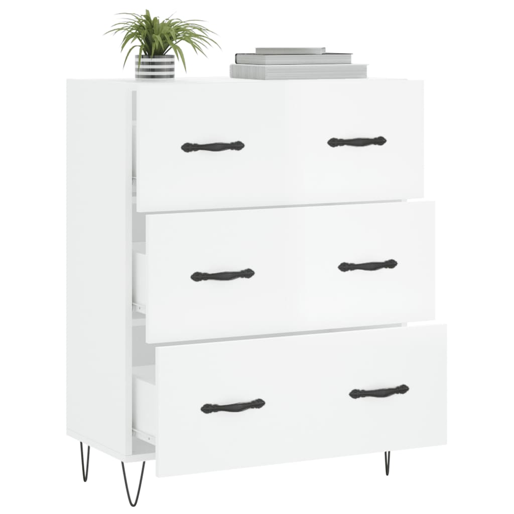 Credenza Bianco lucido 69,5x34x90 cm MDF