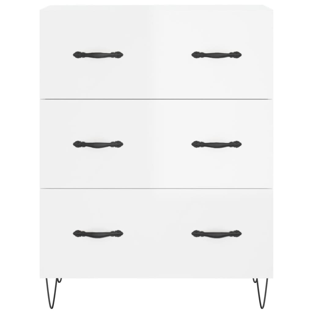 Shiny white buffet 69.5x34x90 cm Engineering wood