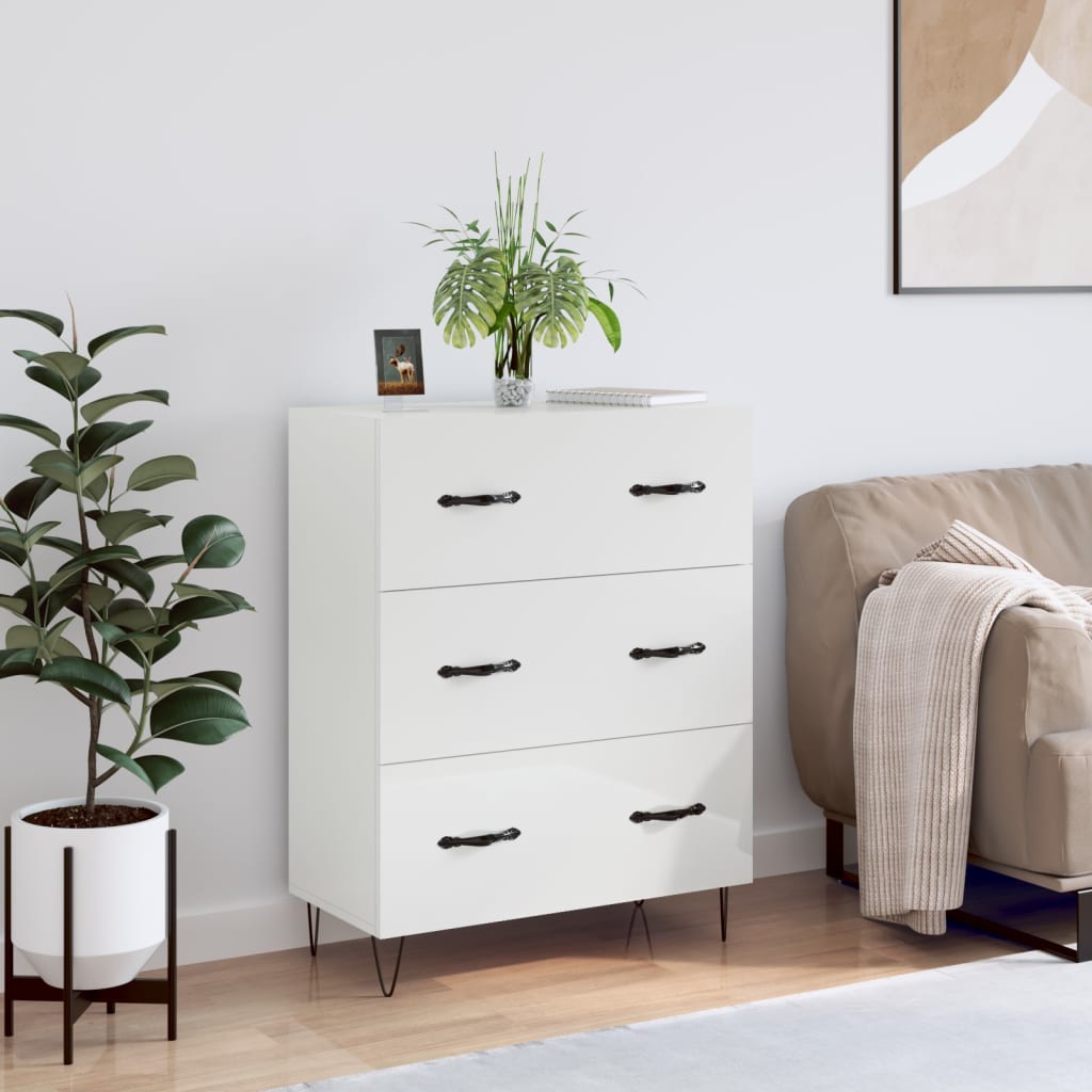 Credenza Bianco lucido 69,5x34x90 cm MDF