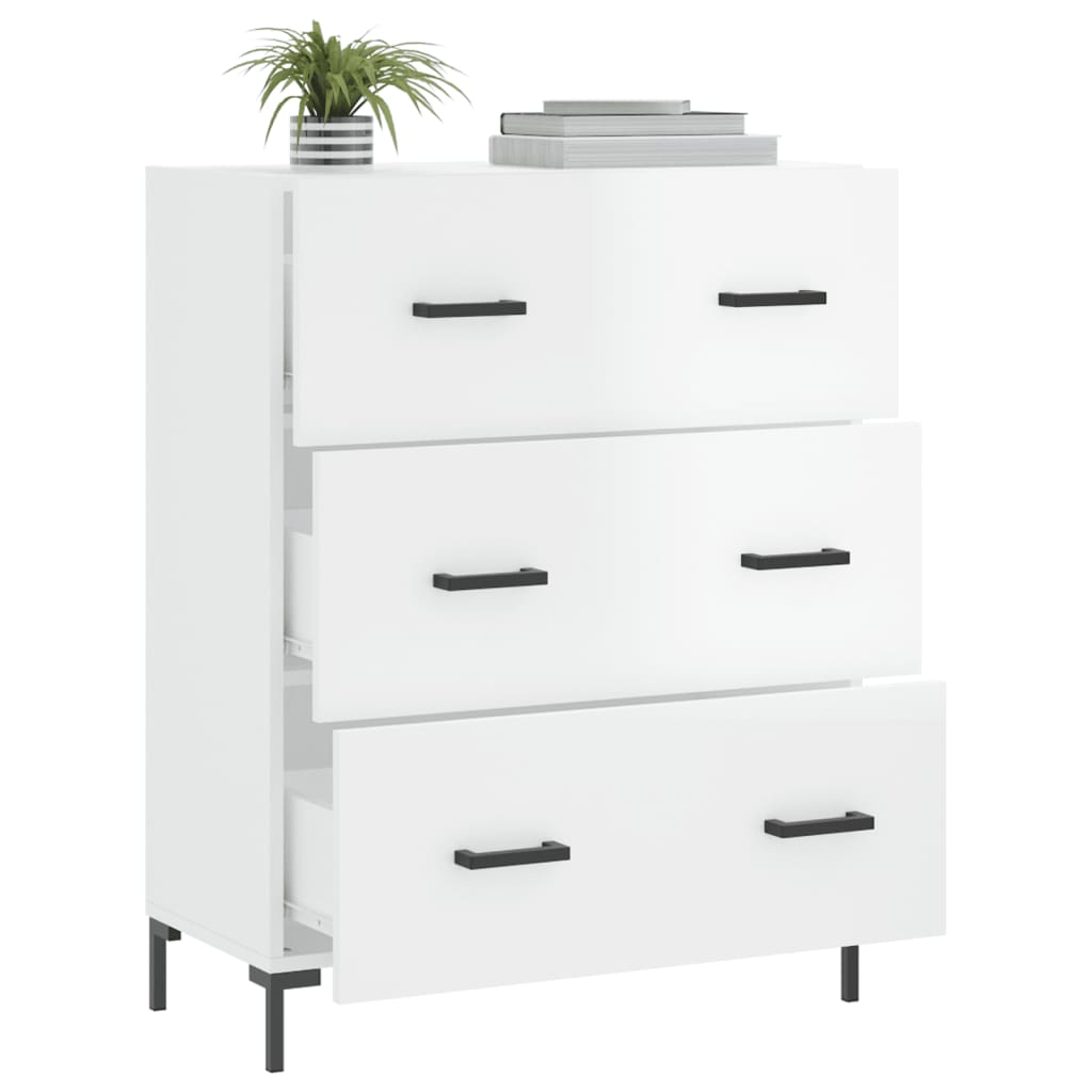 Shiny white buffet 69.5x34x90 cm Engineering wood