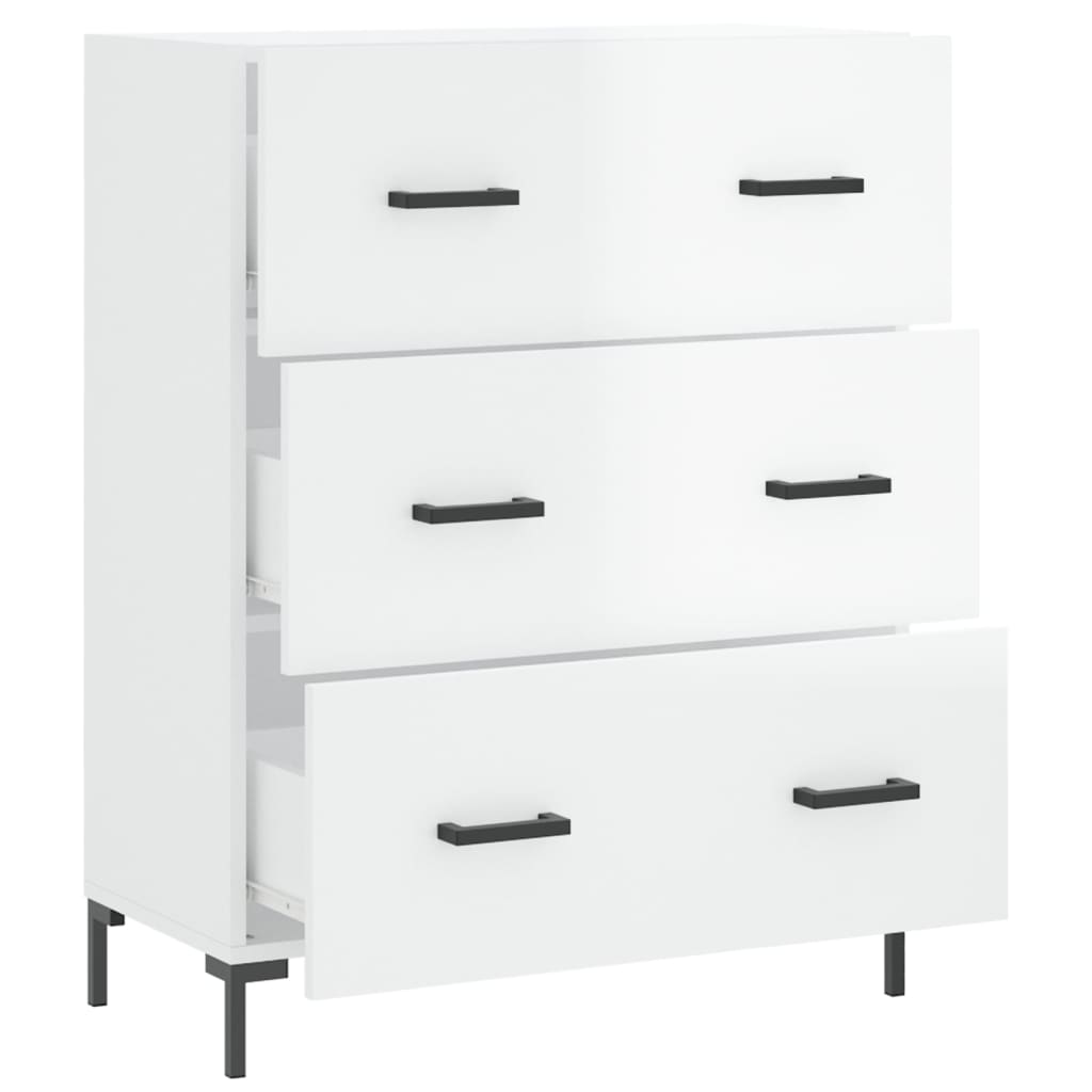 Shiny white buffet 69.5x34x90 cm Engineering wood