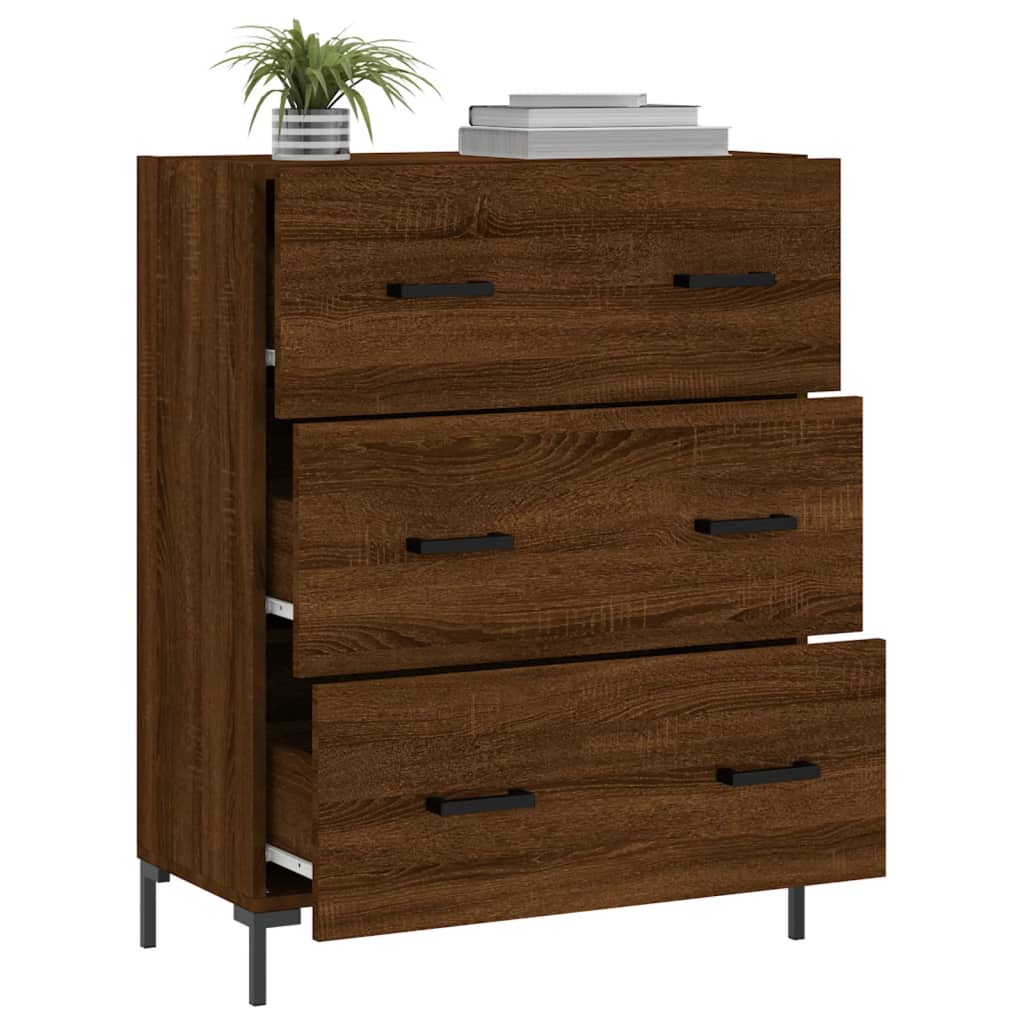 Buffet chêne marron 69,5x34x90 cm bois d'ingénierie