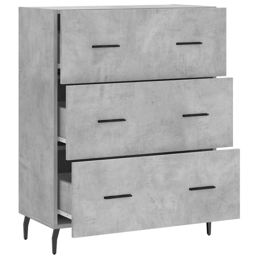 Credenza grigio cemento 69,5x34x90 cm in multistrato