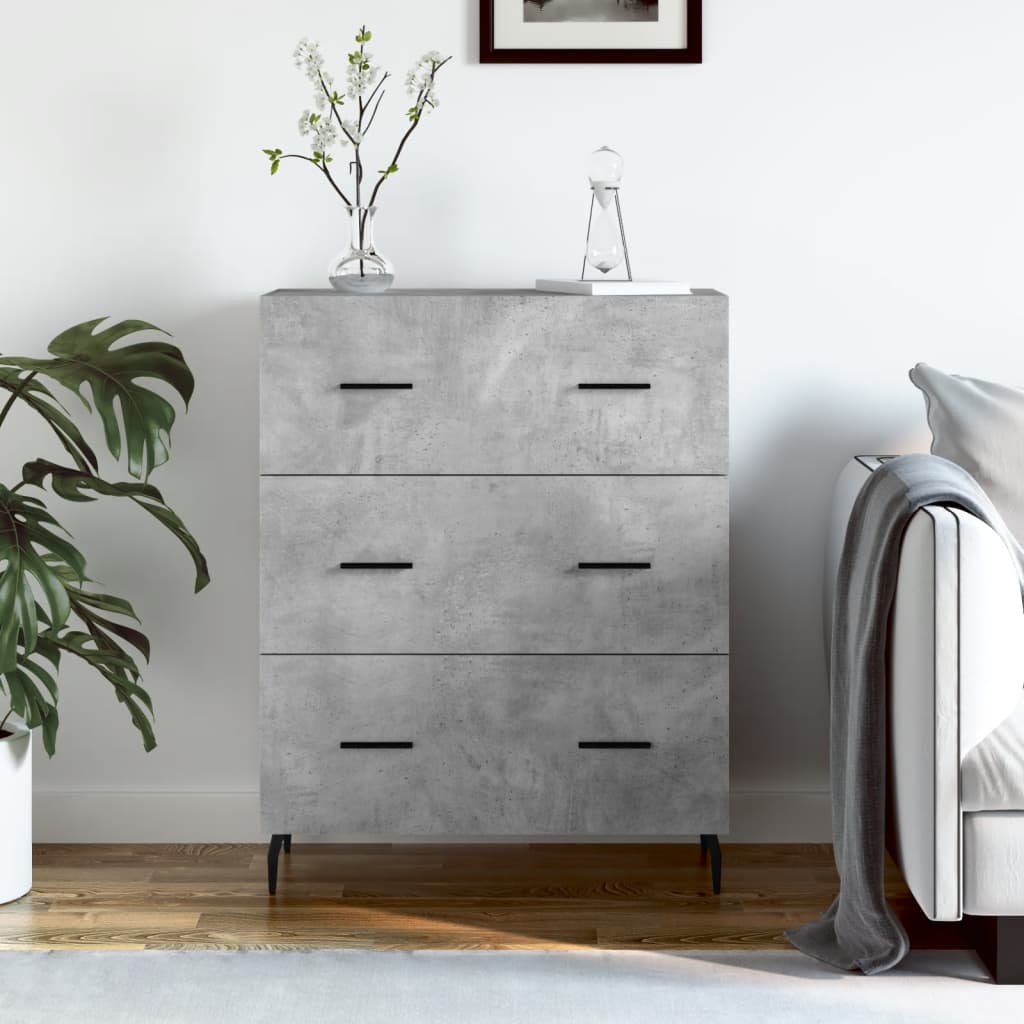 Credenza grigio cemento 69,5x34x90 cm in multistrato