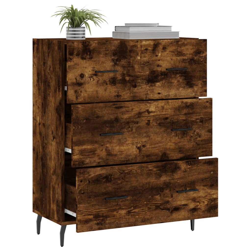 Buffet chêne fumé 69,5x34x90 cm bois d'ingénierie