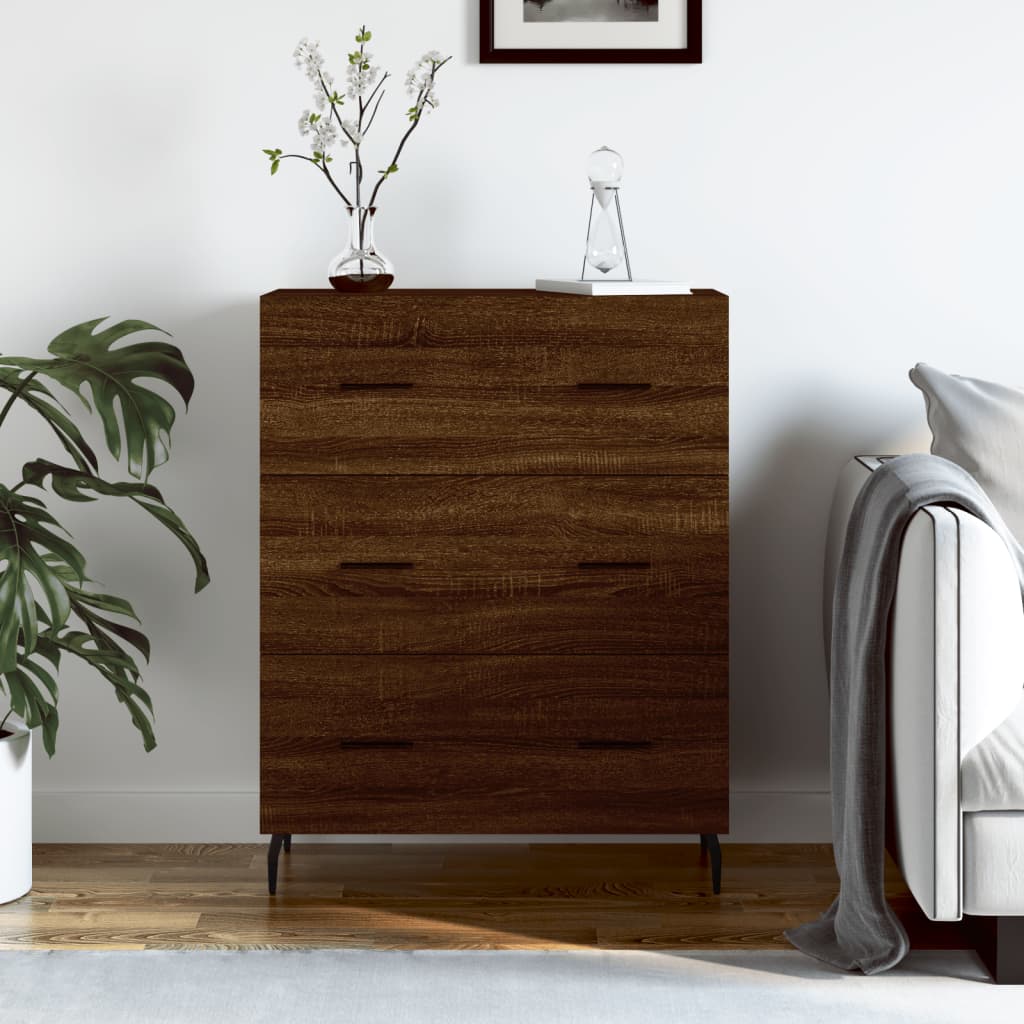 Credenza in rovere marrone 69,5x34x90 cm in multistrato