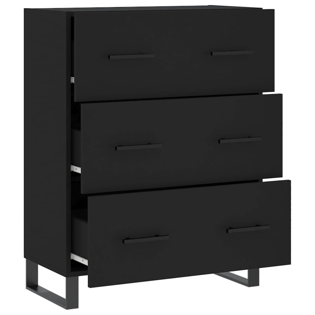 Buffet noir 69,5x34x90 cm bois d'ingénierie