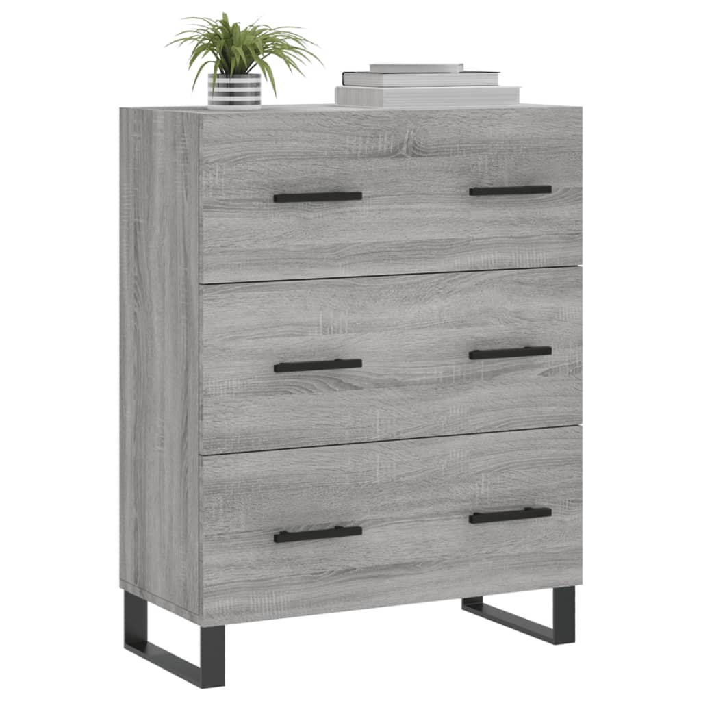 Credenza Sonoma grigia 69,5x34x90 cm in derivati ​​del legno