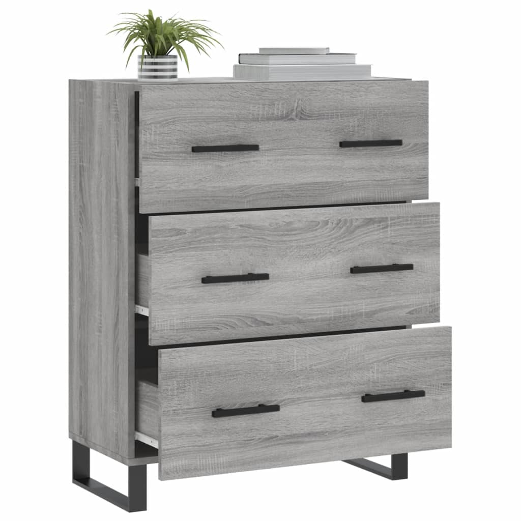 Credenza Sonoma grigia 69,5x34x90 cm in derivati ​​del legno