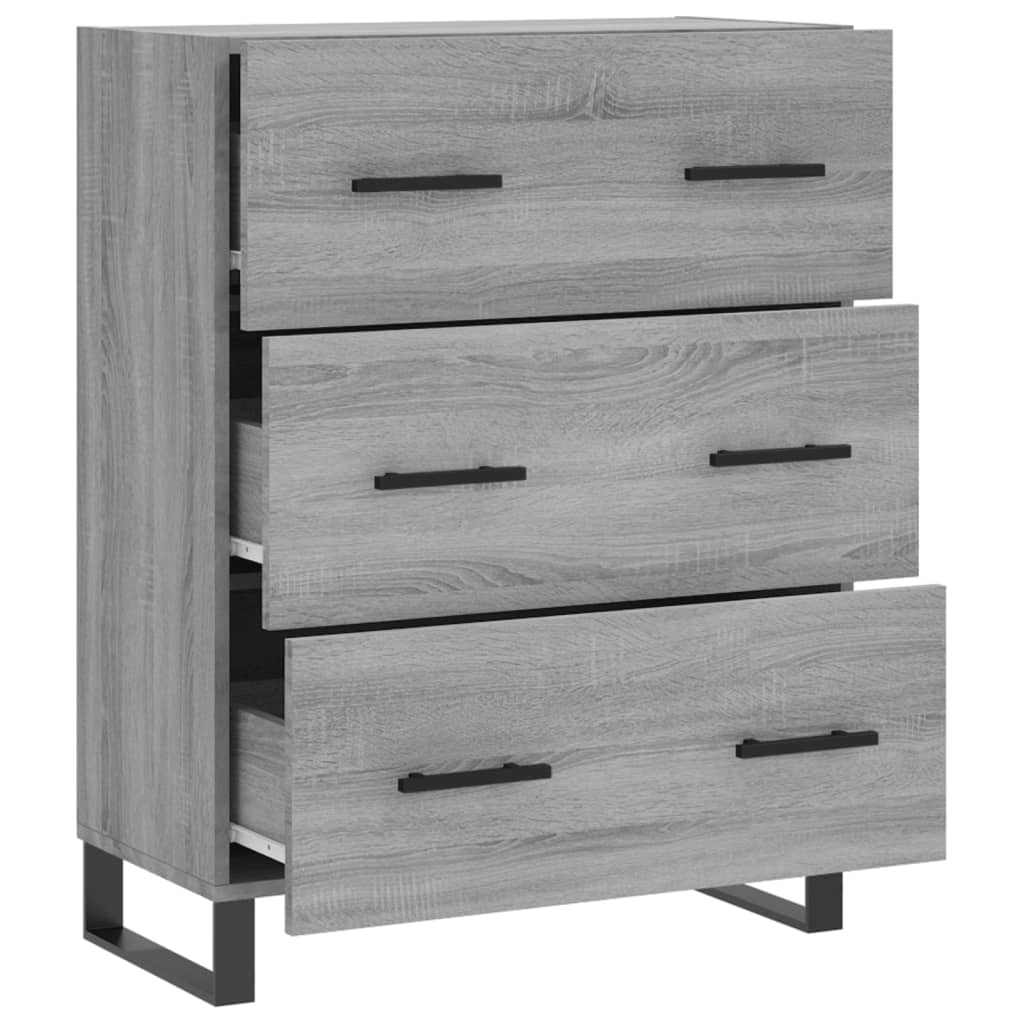 Credenza Sonoma grigia 69,5x34x90 cm in derivati ​​del legno