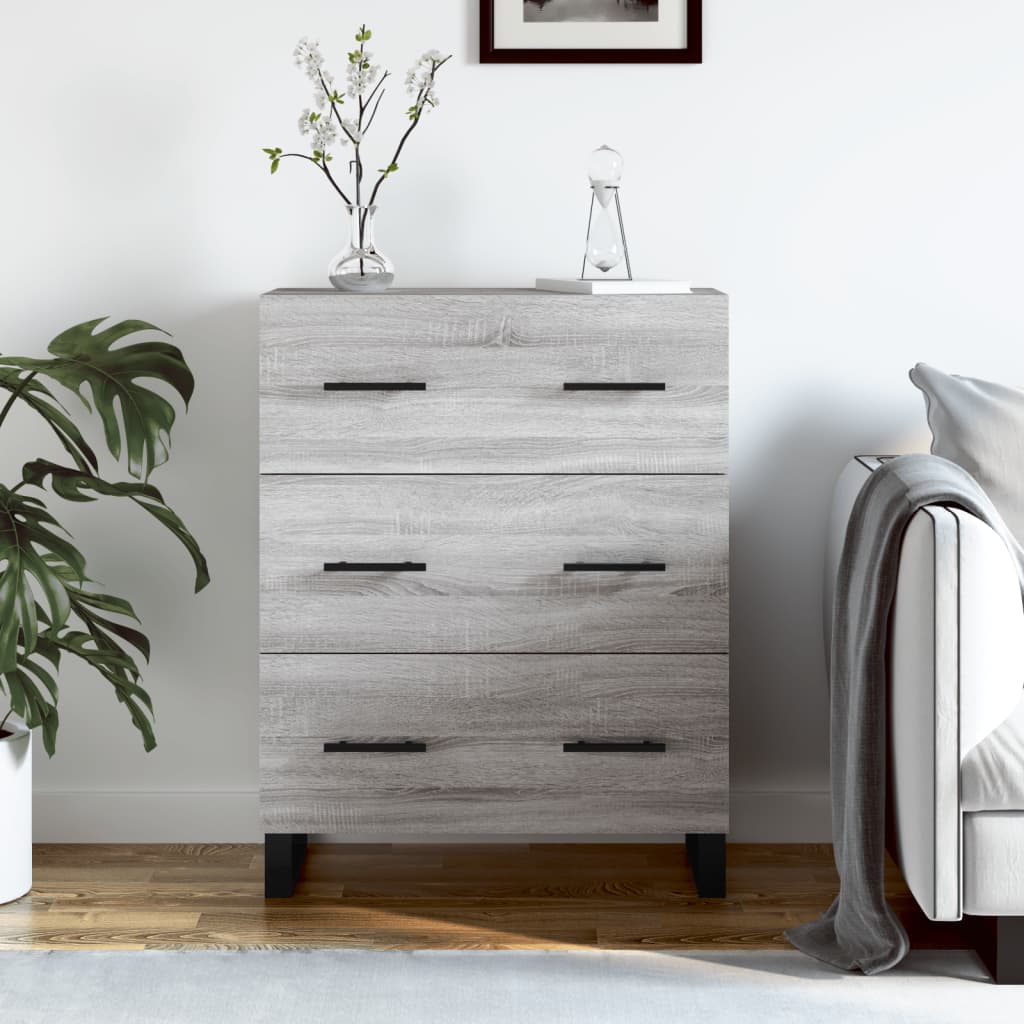 Credenza Sonoma grigia 69,5x34x90 cm in derivati ​​del legno