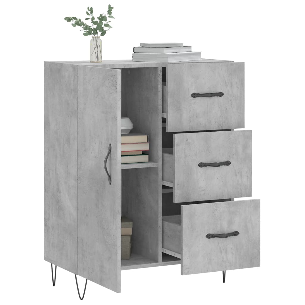 Credenza grigio cemento 69,5x34x90 cm in multistrato