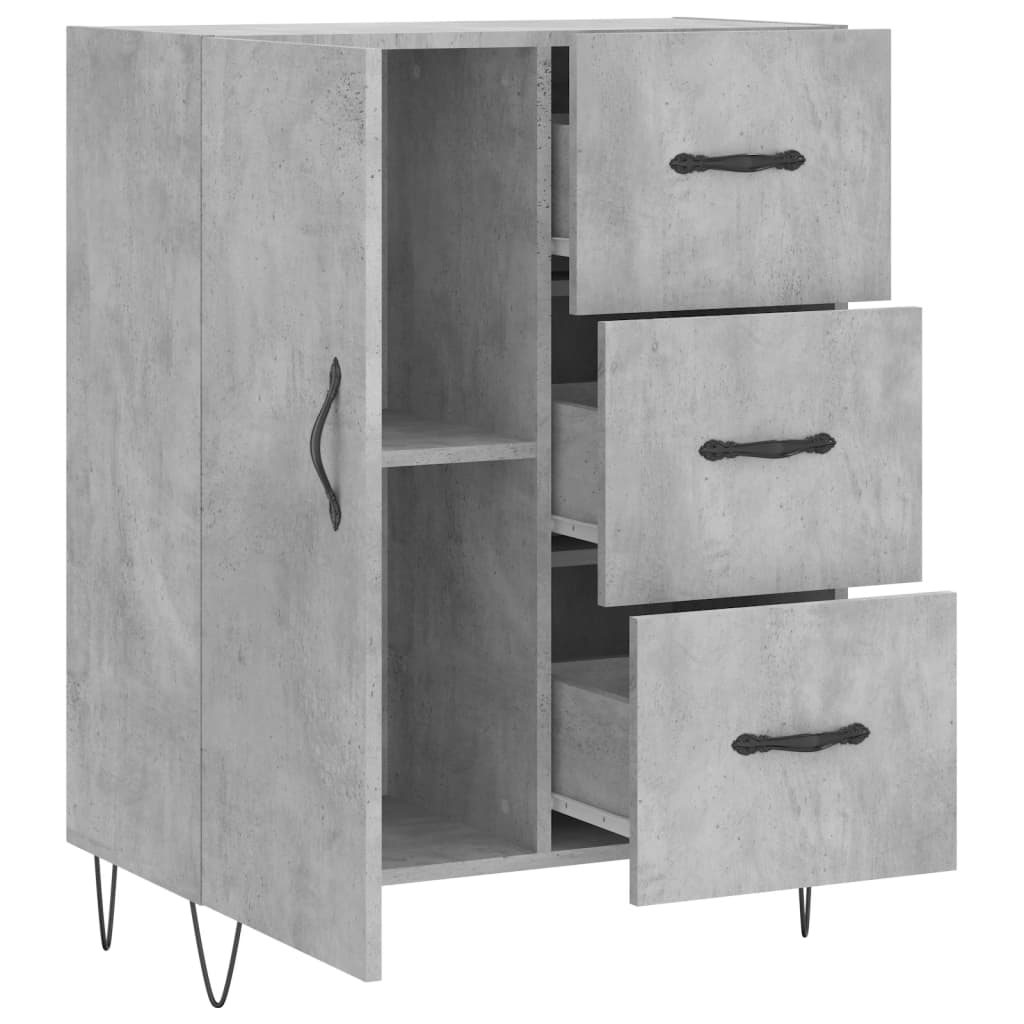 Credenza grigio cemento 69,5x34x90 cm in multistrato