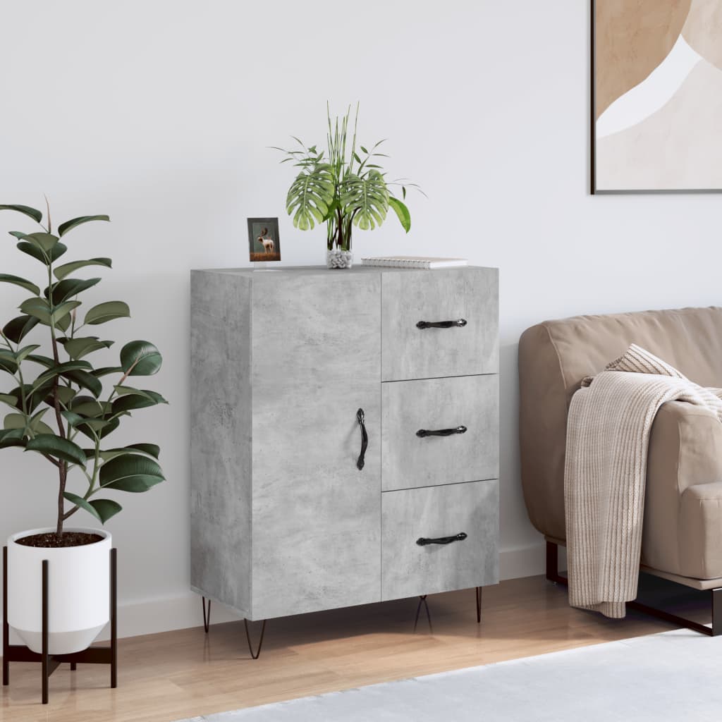 Credenza grigio cemento 69,5x34x90 cm in multistrato