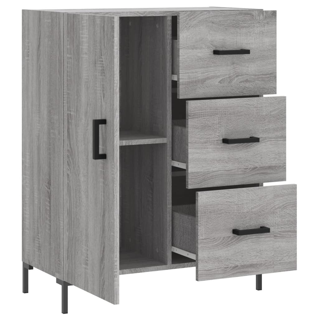 Credenza Sonoma grigia 69,5x34x90 cm in derivati ​​del legno