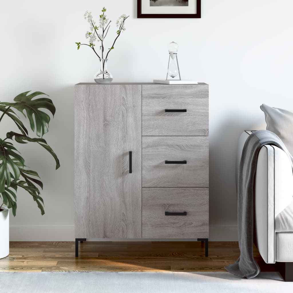 Credenza Sonoma grigia 69,5x34x90 cm in derivati ​​del legno