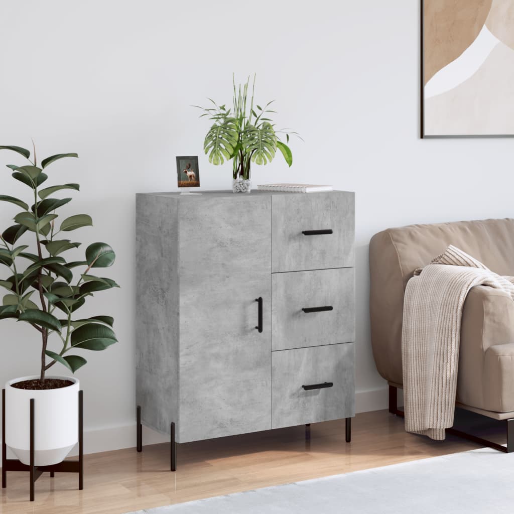 Credenza grigio cemento 69,5x34x90 cm in multistrato