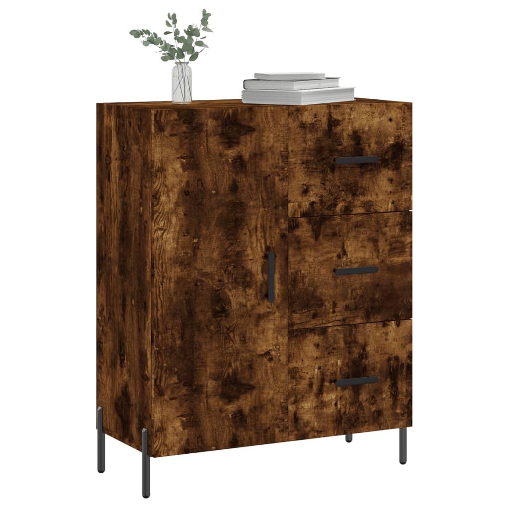 Buffet chêne fumé 69,5x34x90 cm bois d'ingénierie