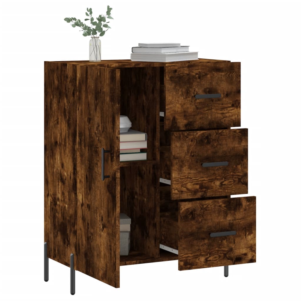 Buffet chêne fumé 69,5x34x90 cm bois d'ingénierie