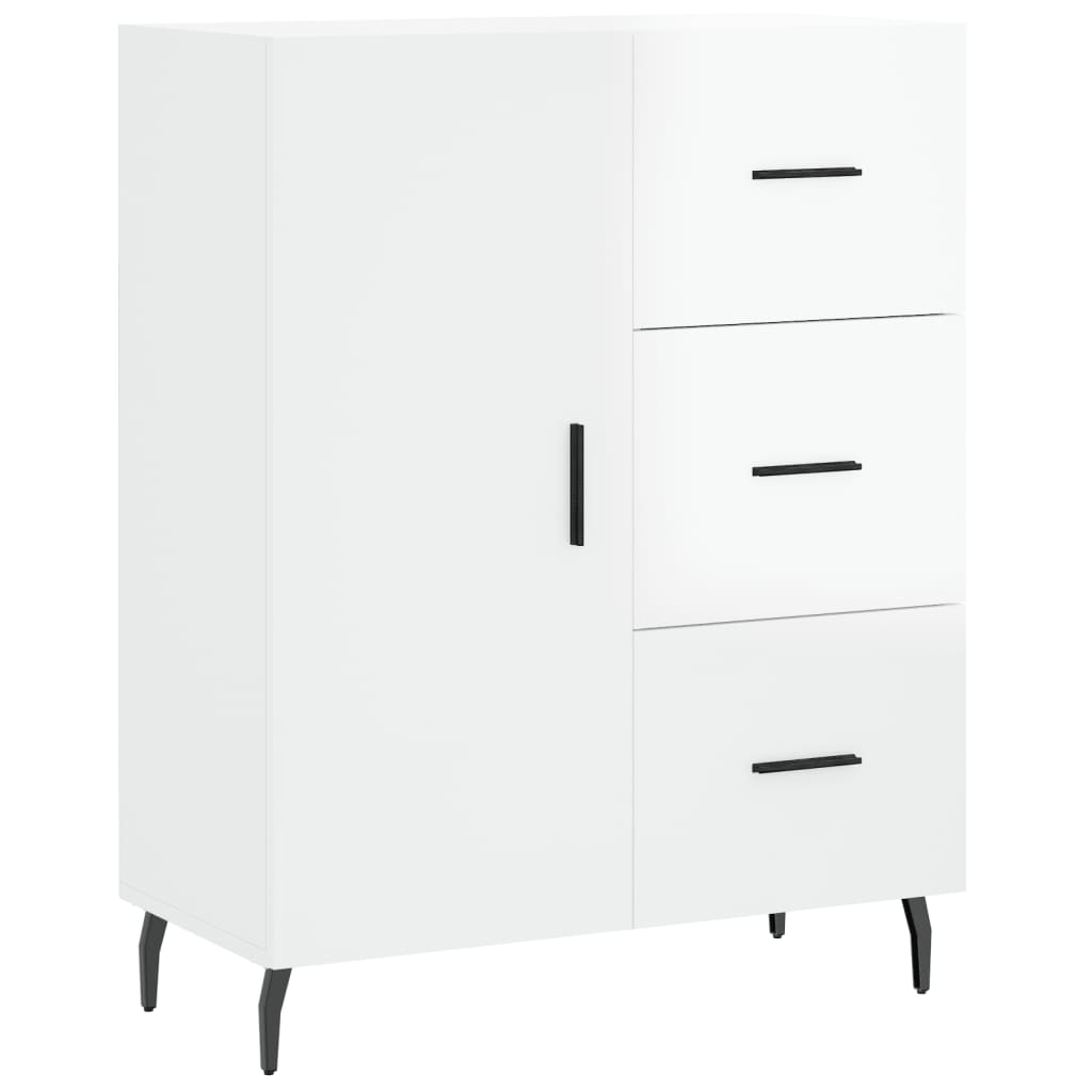 Buffet Blanc brillant 69,5x34x90 cm Bois d'ingénierie