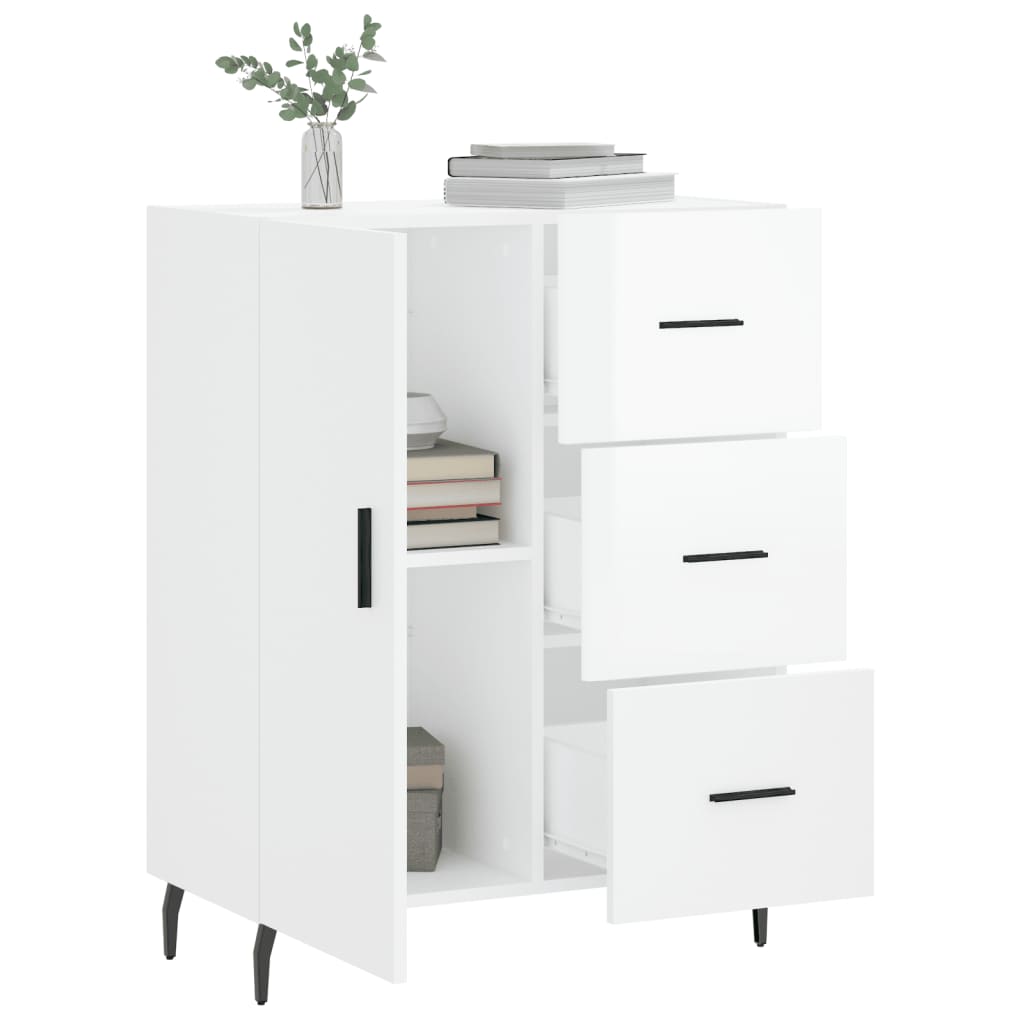 Buffet Blanc brillant 69,5x34x90 cm Bois d'ingénierie