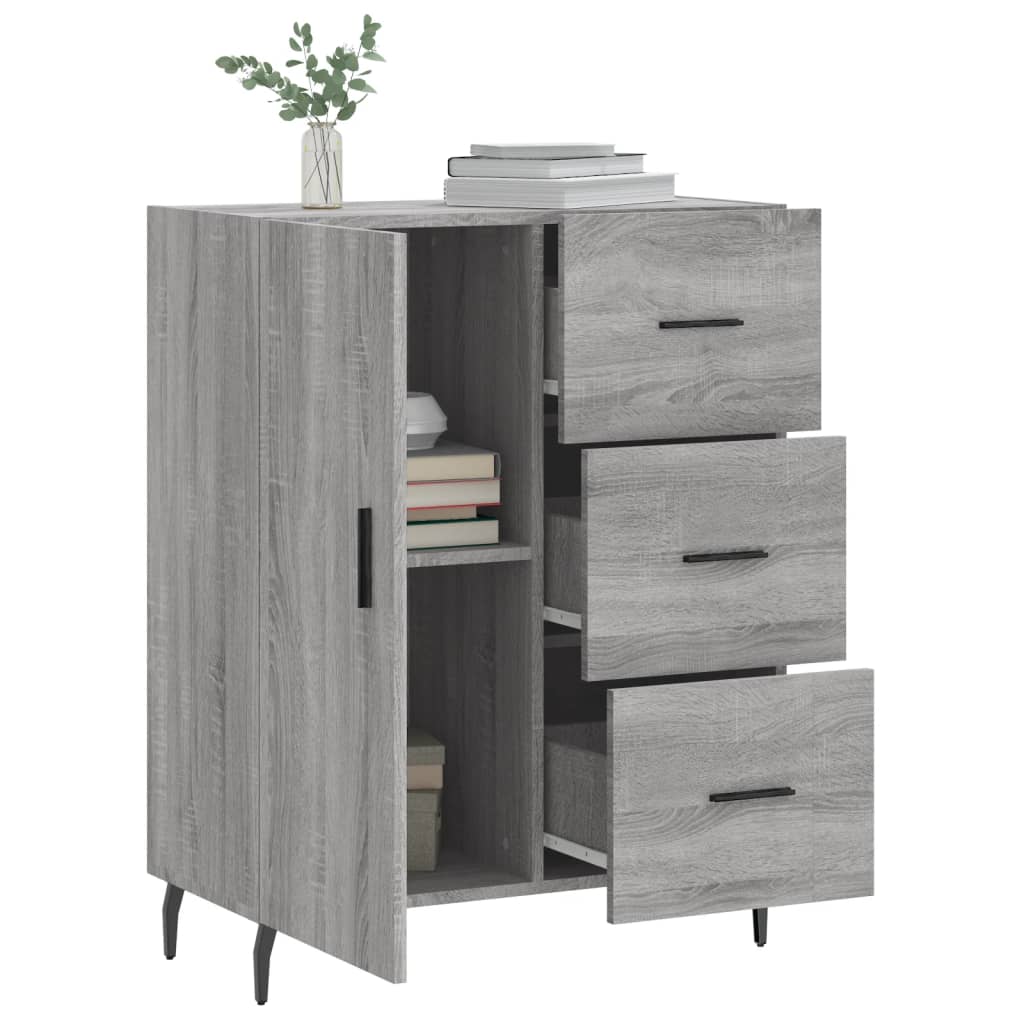 Credenza Sonoma grigia 69,5x34x90 cm in derivati ​​del legno