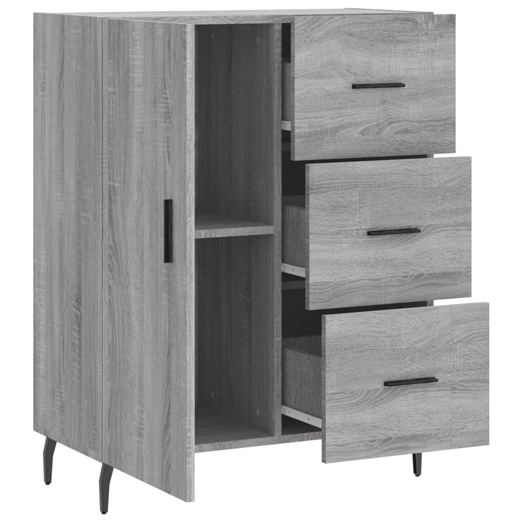 Credenza Sonoma grigia 69,5x34x90 cm in derivati ​​del legno