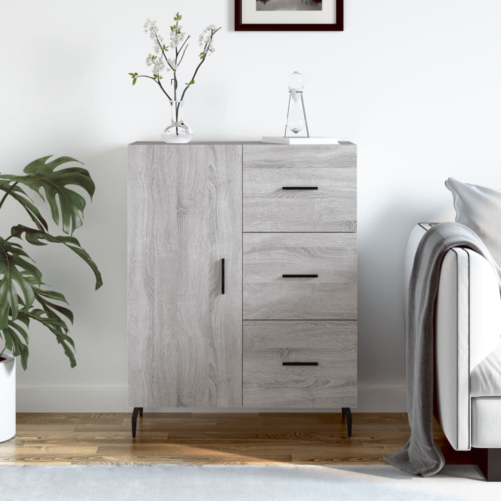 Credenza Sonoma grigia 69,5x34x90 cm in derivati ​​del legno