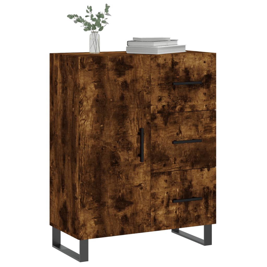 Buffet chêne fumé 69,5x34x90 cm bois d'ingénierie