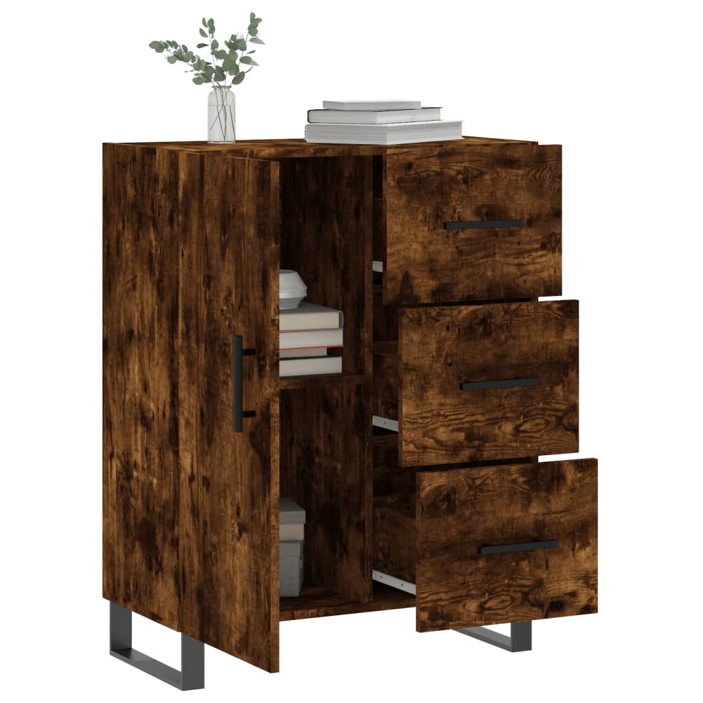 Buffet chêne fumé 69,5x34x90 cm bois d'ingénierie