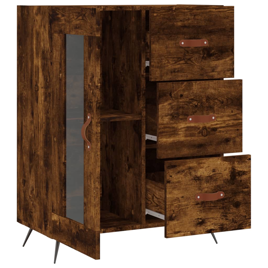 Buffet chêne fumé 69,5x34x90 cm bois d'ingénierie